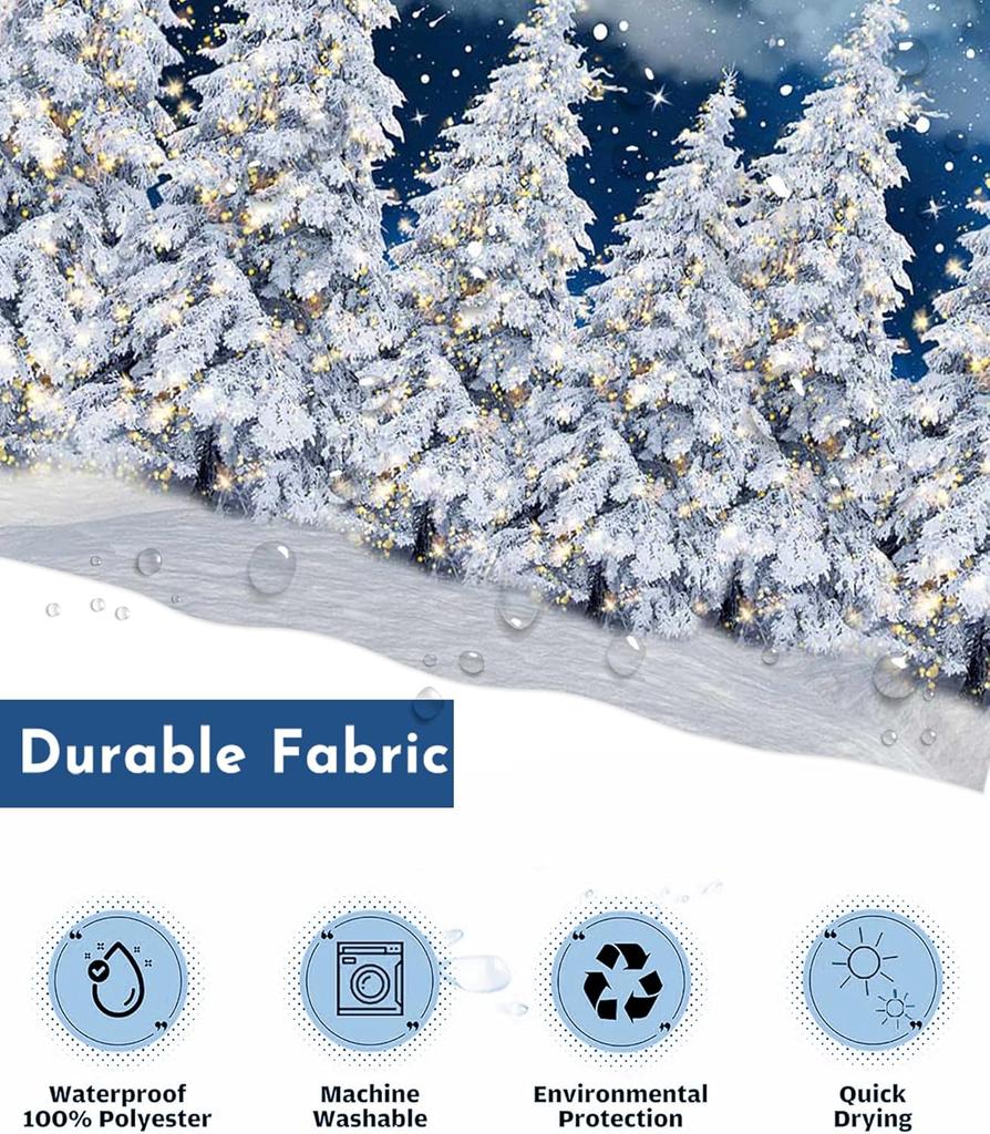 Winter Forest Shower Curtain Christmas Santa Claus Bathroom Curtain Xmas Snowy Forest Shower Curtain Set Watercolor Frabic