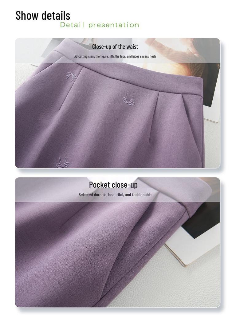 Damen Lila High-Waist Bodycon Midi-Rock - 2025 Slim Fit Gerader Frühlingsstil