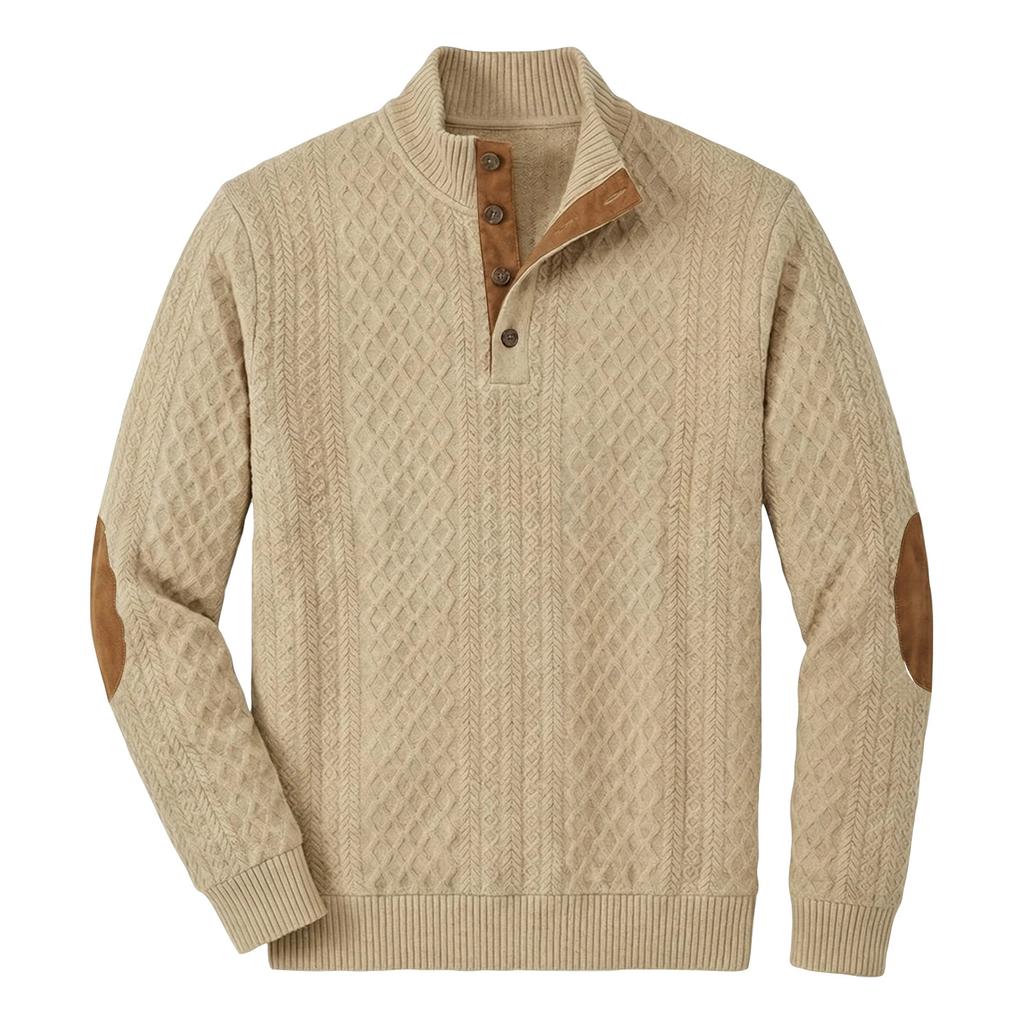 Men's Color Button Stand Collar Sweatshirt