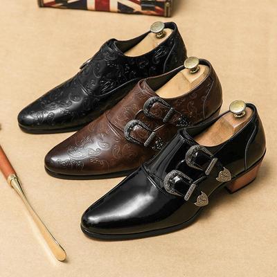 Spring Italian Brand Black Baroque Shoes Men's Leather Shoes Men's Business Casual Shoes Men's Brown Thick Bottom Boots