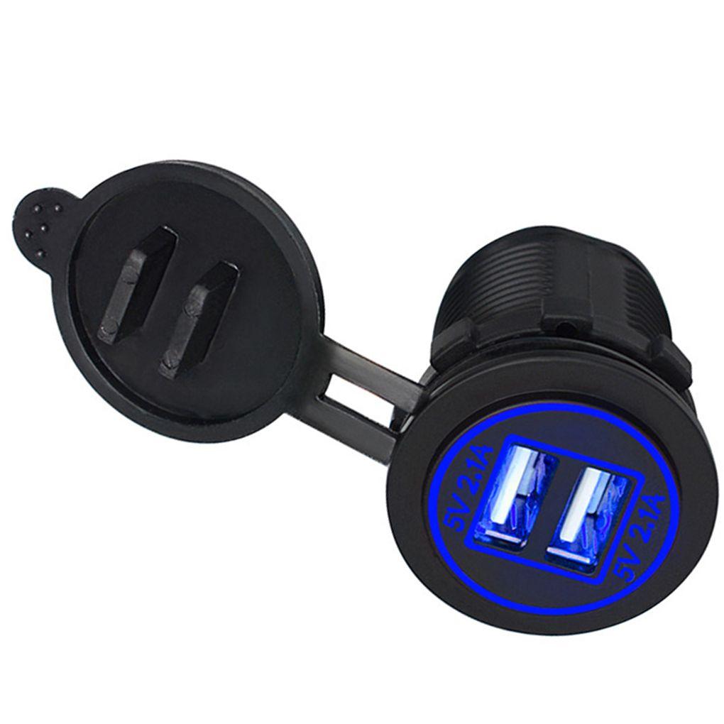 5V 2.1A Dual USB Charger IP66 Waterproof Car Charging Socket Power Outlet Compatible for Car Boat Marine