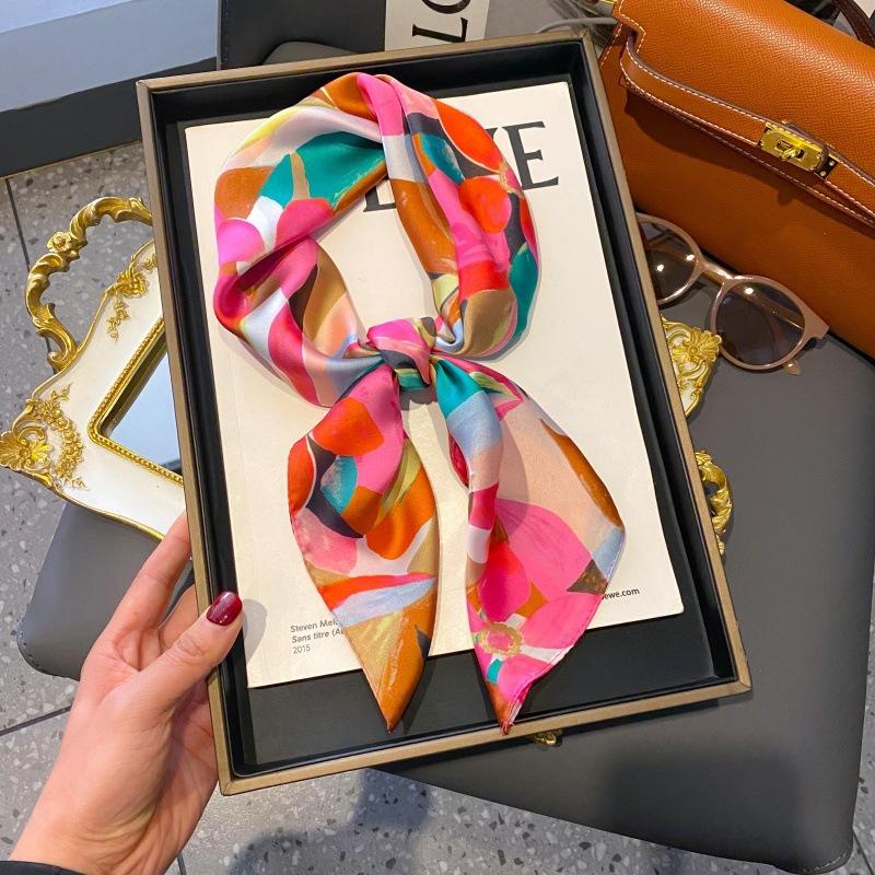 High-end large square scarf silk scarf women's new versatile neck summer thin bag head mother scarf with shawl
