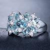 925 Sterling Silver White Zircon & Green Crystal Flower Ring for Women Vintage Engagement Promise Band Wedding Jewelry Gift