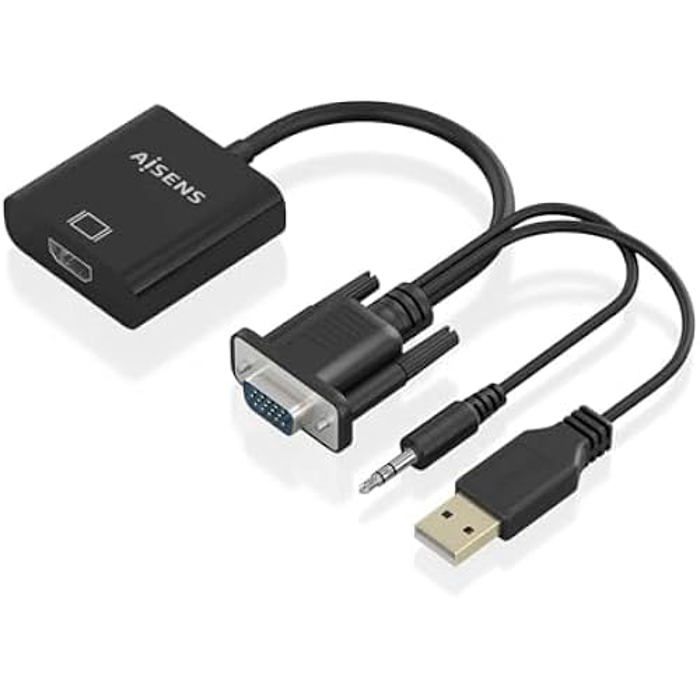 Câble Convertisseur SVGA+Audio Vers HDMI - AISENS - A115-0872 - 20 Cm - HDCP 1.1 - Plug and Play