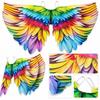 Bird Feather Print Rainbow Wing Cape Rainbow Pattern Dress Up Wings New Costume Cape  Kids Dress Up