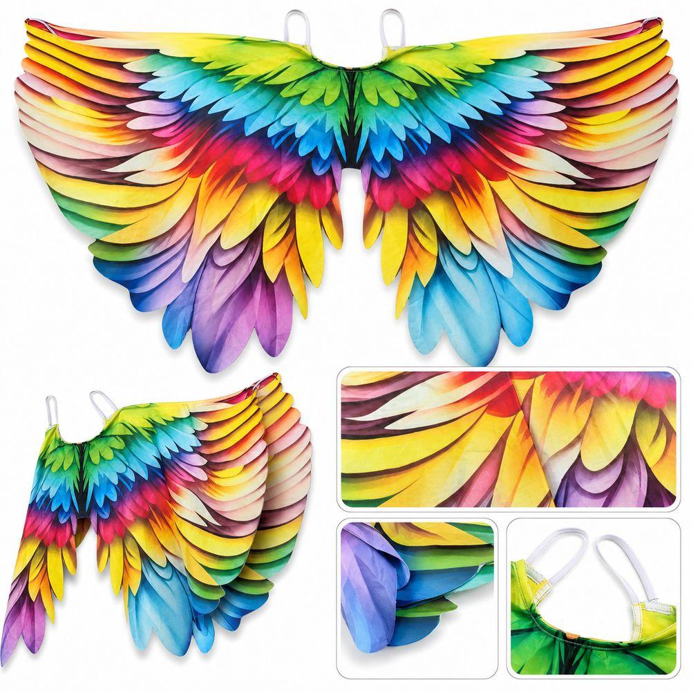 Bird Feather Print Rainbow Wing Cape Rainbow Pattern Dress Up Wings New Costume Cape Kids Dress Up