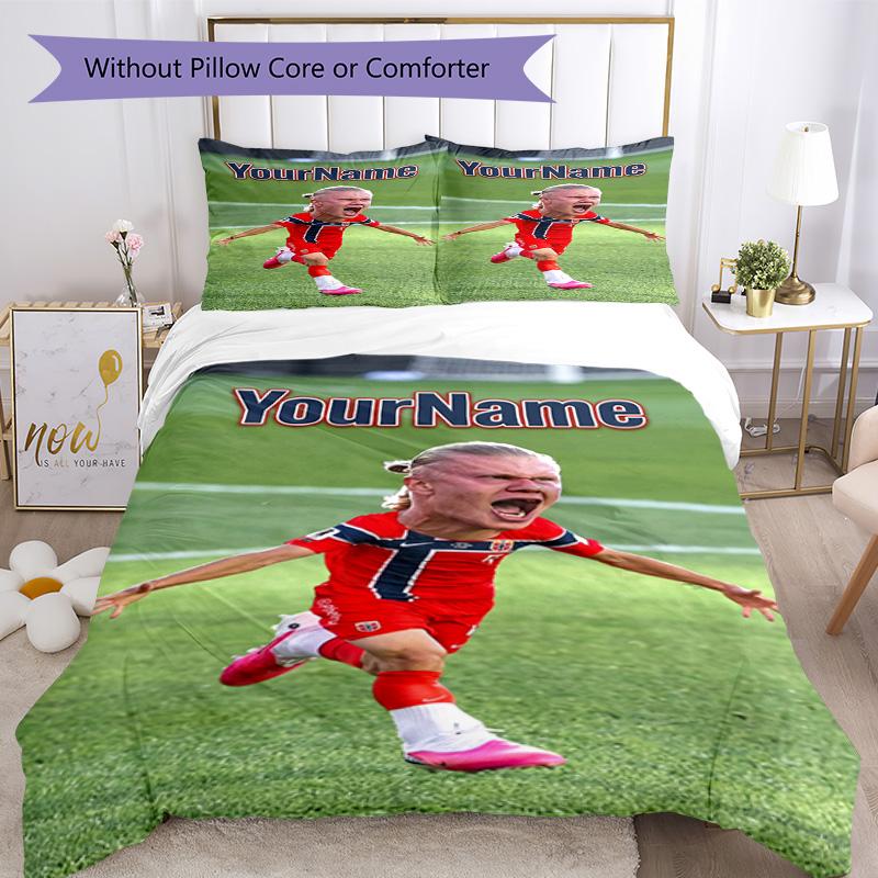 Haaland 270 Customize Your Name Bedding Set Breathable Duvet Cover with Pillowcases Home Decoration Birthday Gift