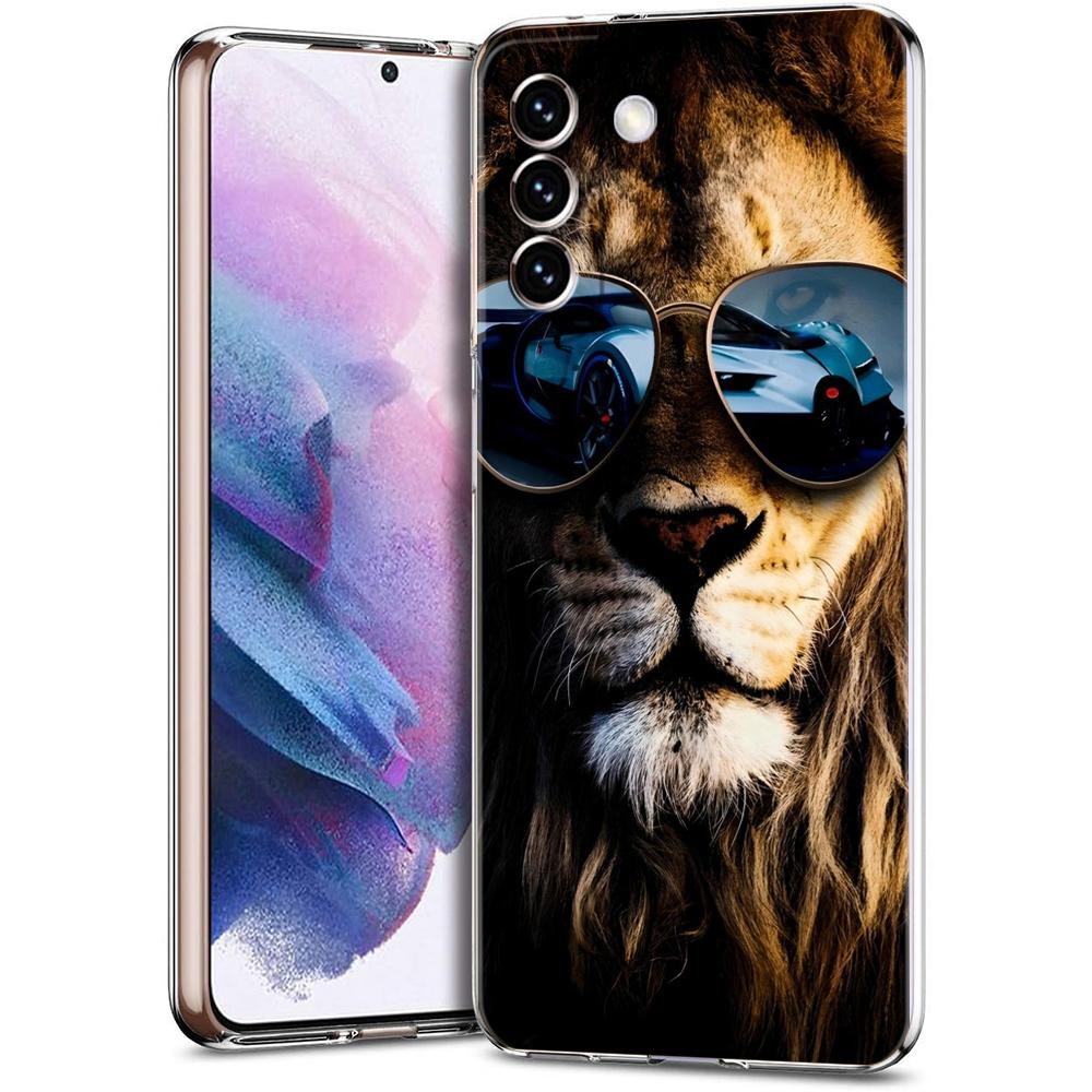 The Lion Phone Case for Samsung Galaxy S24 S23 S22 S20 S21 FE Ultra S24 S23 S10 S10E S9 S8 Plus 5G Transparent Shell Capas Bags