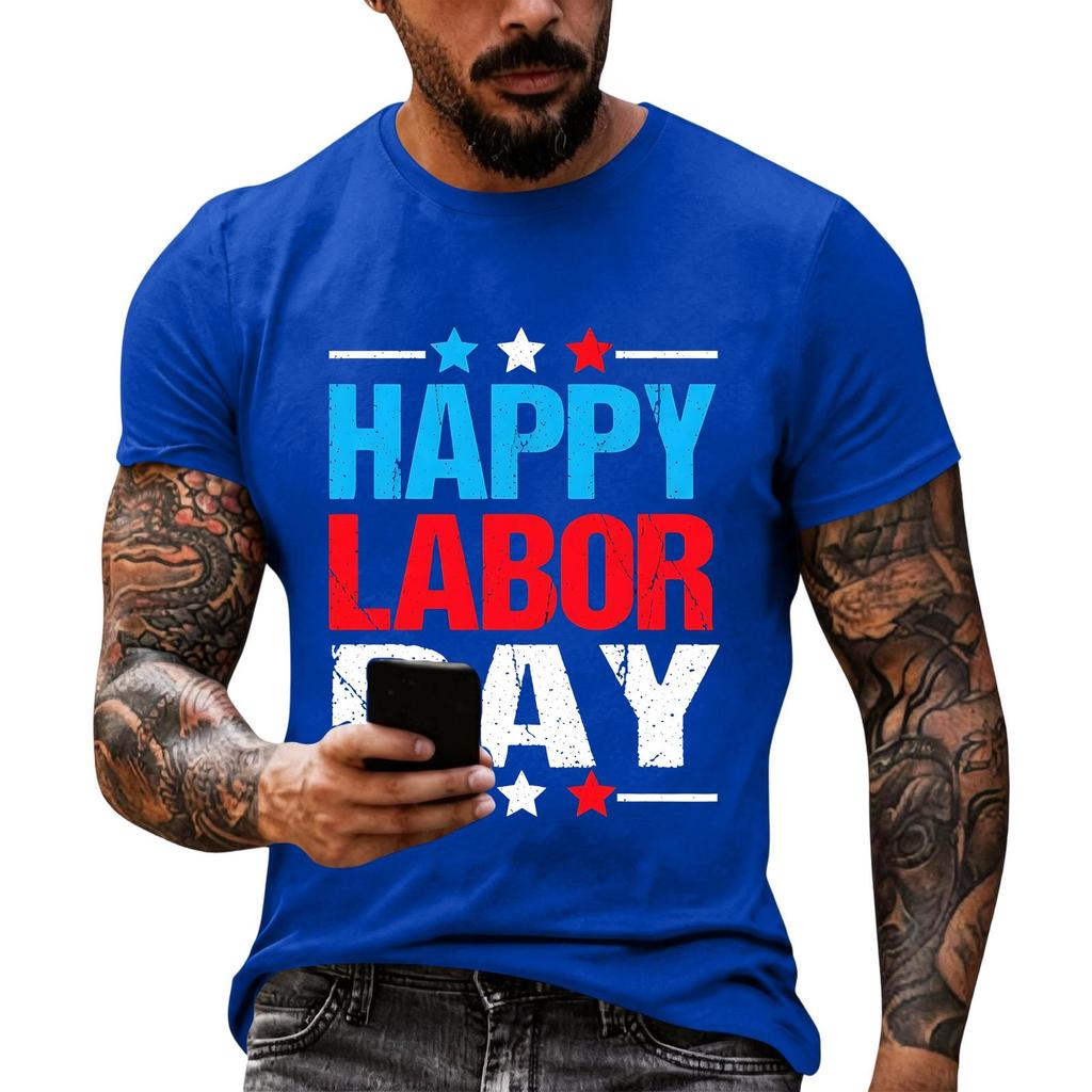 Men's Casual Loose Fit Short Sleeve T-Shirt Crew Neck Printed Graphic Tee Summer Top for Everyday Wear