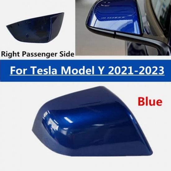 Blue Right Passenger Side Mirror Rearview Cover For Tesla Model Y -