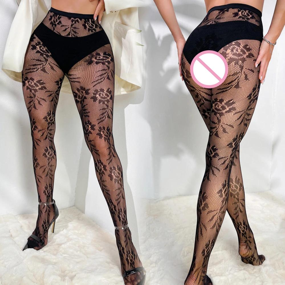 Women'S Fish Net Stockings Clothing Sexy Mesh Hollow Out Suspender Pantyhose Erotic Party Club Black High Over Knee Stockings