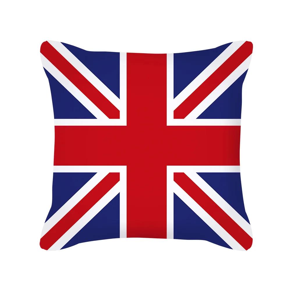 British Style Cushion Cover 18x18 Inches Pillow Case Red Blue Pillow Covers Retro Home Decorations Throw Pillow Case for Couch