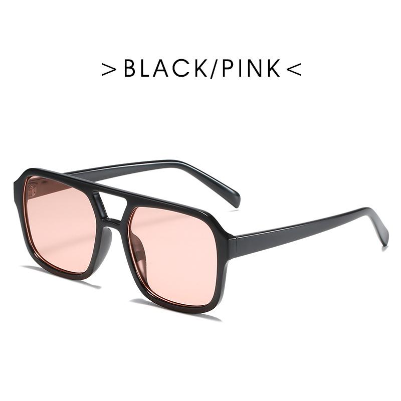 "Trendy Retro Double Beam Ocean Lens Sunglasses with Large Frame"