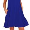 Women Dress Sleeveless Round Neck Cloth Simple Solid Color Midi Dress for Summer