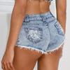 Høy midje stretchy hull sexy casual superkort denimshorts jeans dame