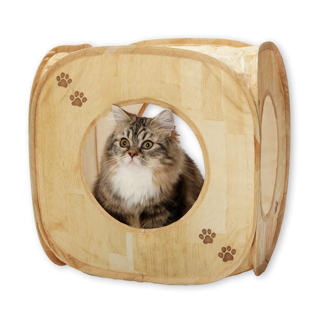 Nekoichi Cat Play Cube (Wood Grain Pattern)