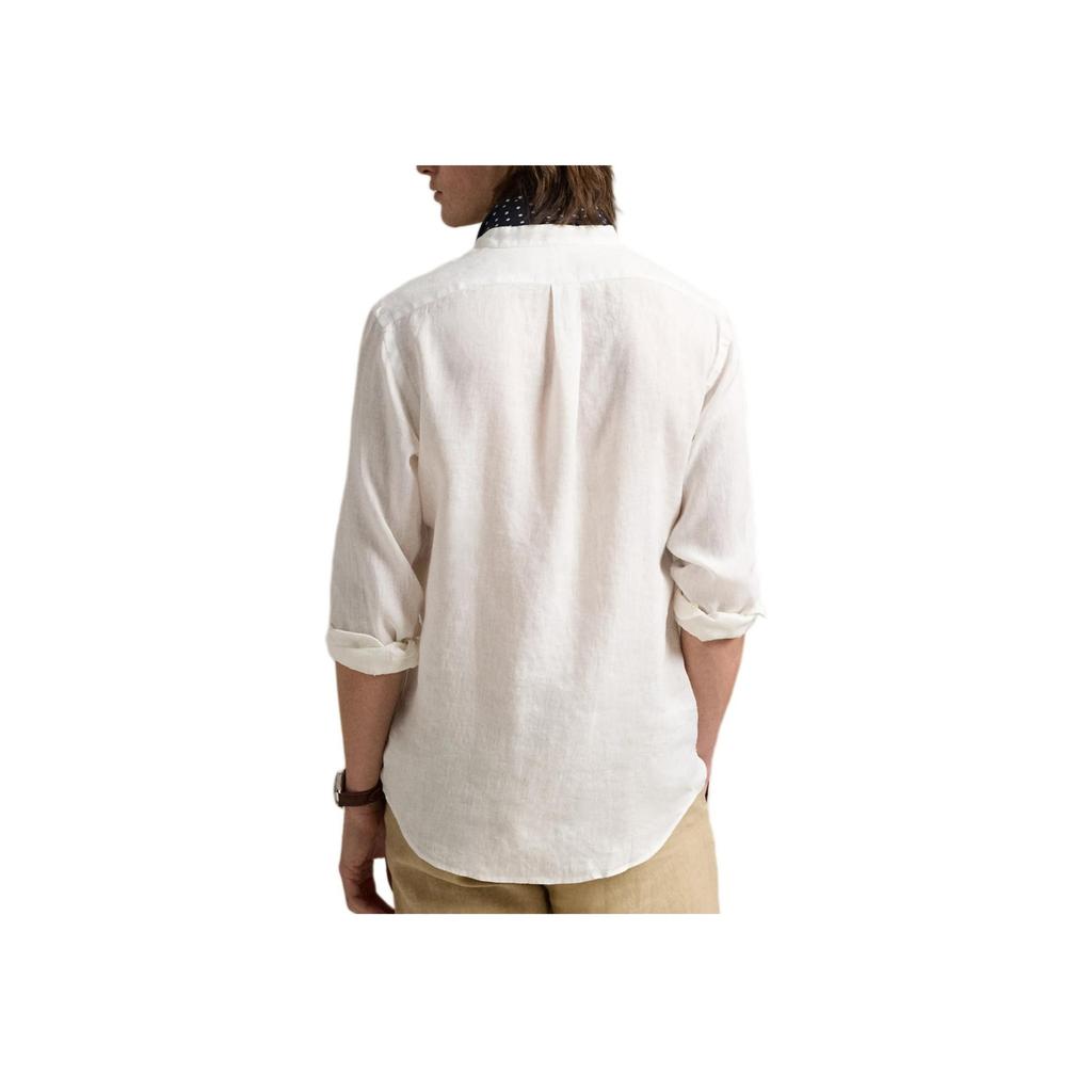 Polo Ralph Lauren Slim Fit Linen Long Sleeve Shirt Men Shirts White 710968925-006
