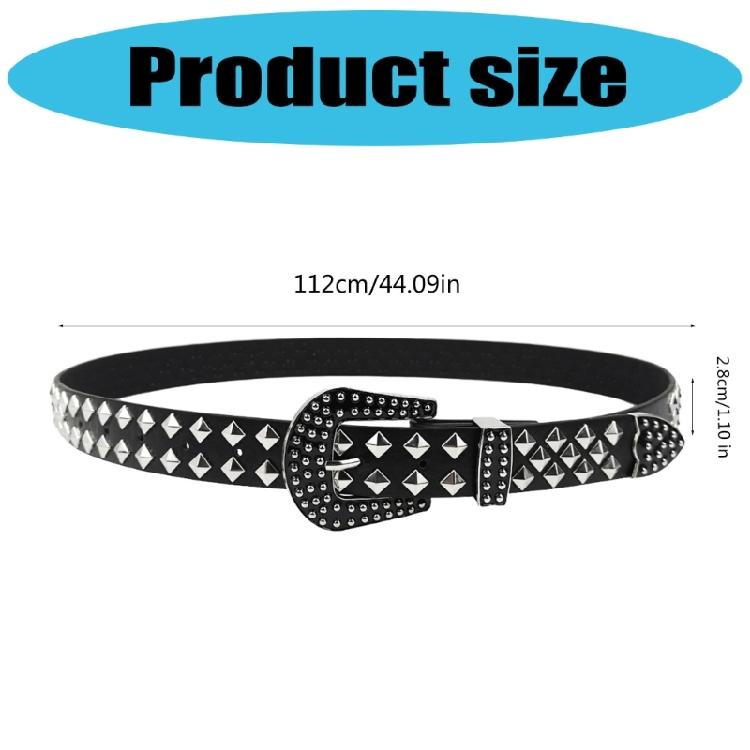 Popular Punk Styles Rivet Studded Belt PU Leather Waistband Adjustable and Great For Jeans Pants Various Occasion Outfit