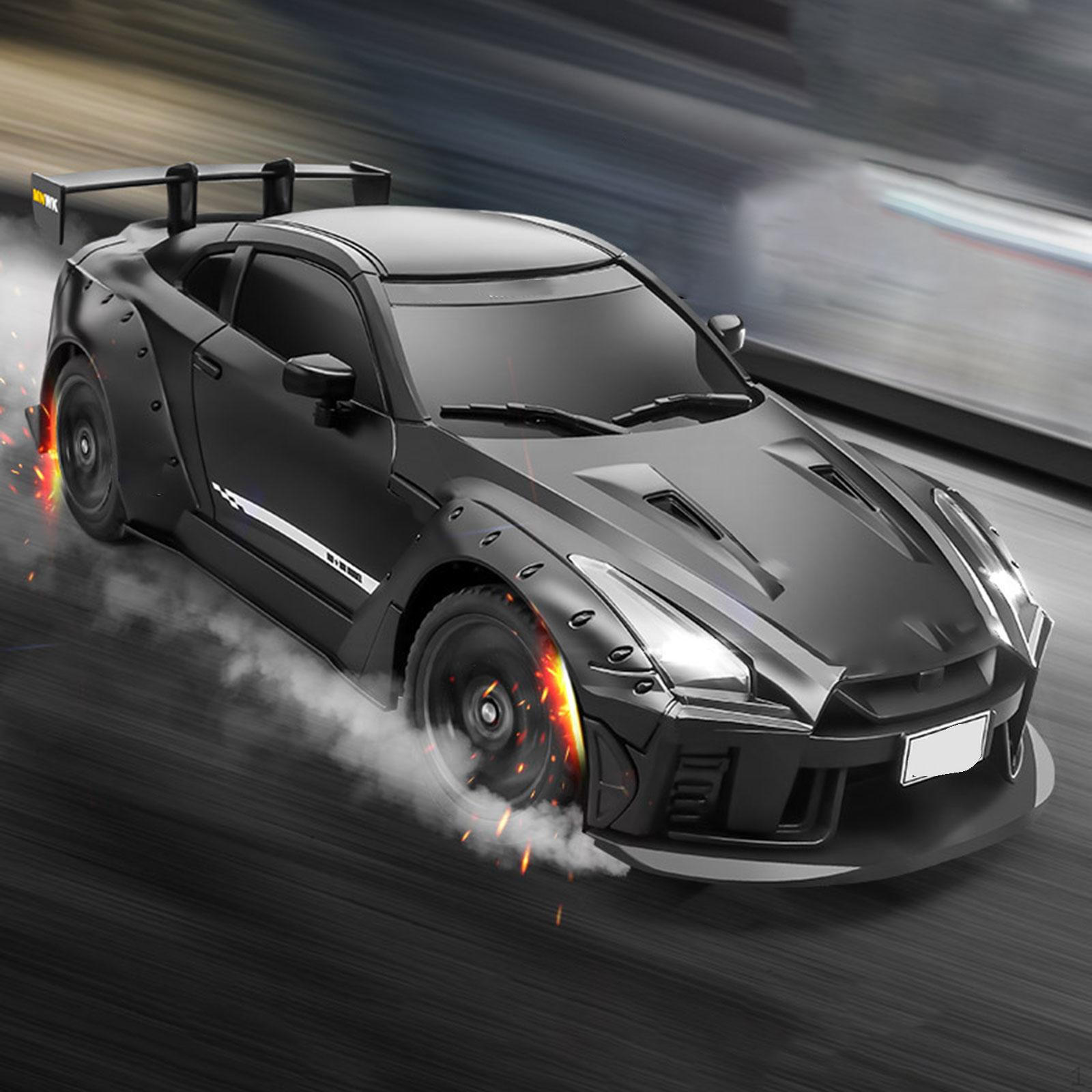 

1/16 Scale RC Drifting Car Gift with 4 Replacement Tires Remote Control чорний