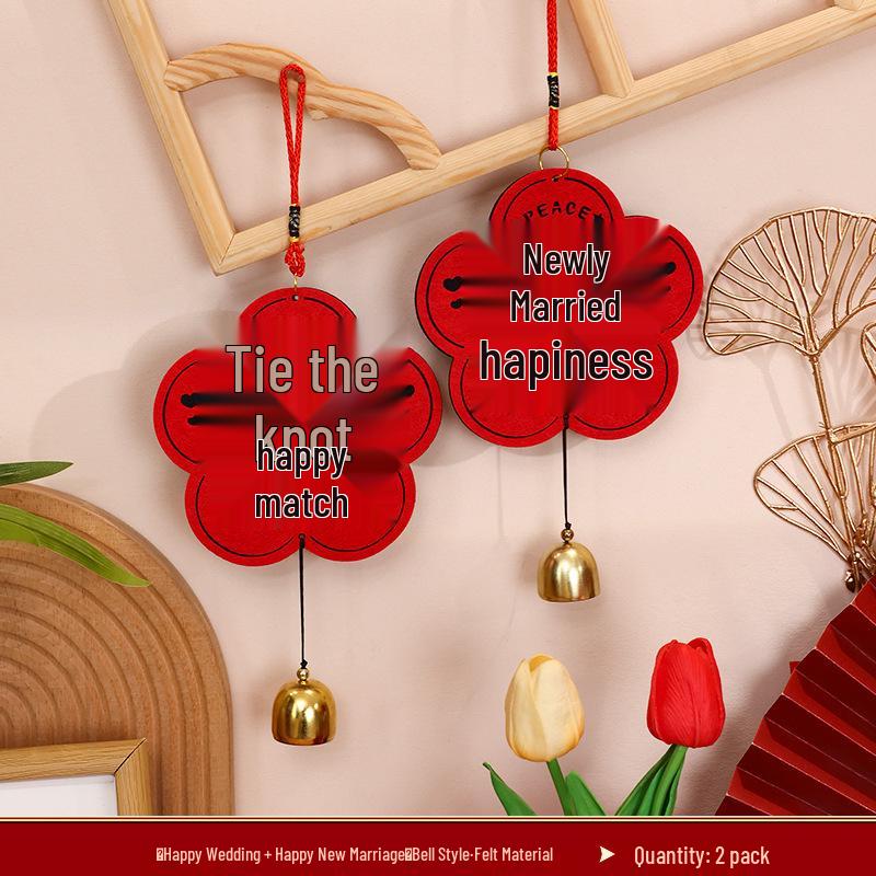Creative Double Happiness Wedding Door Handle Ornament - Room Decoration Pendant for Bedroom.