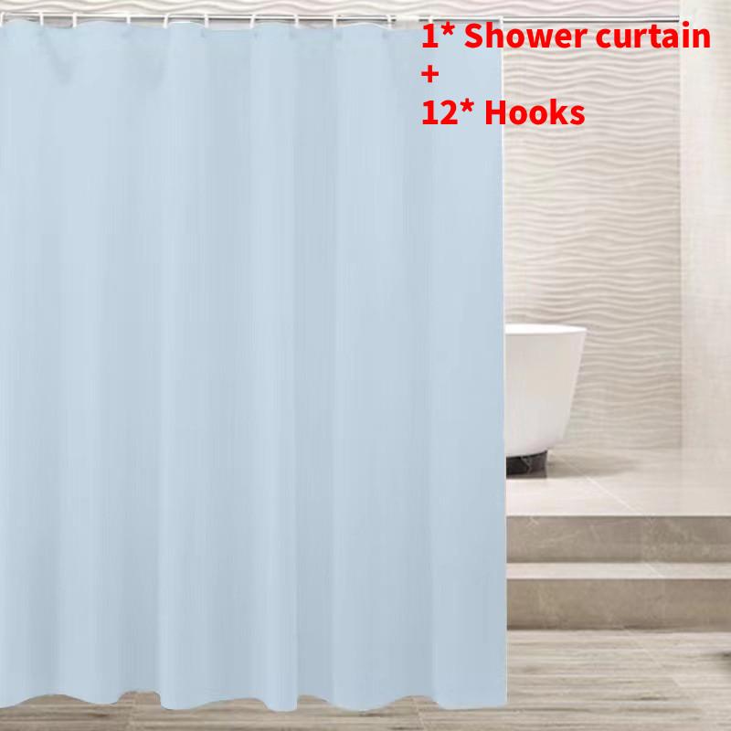 

Водонепроницаемый однотонный полиэстеровый набор крючков для шторки для душа для декора ванной комнаты Light Blue,200x180cm