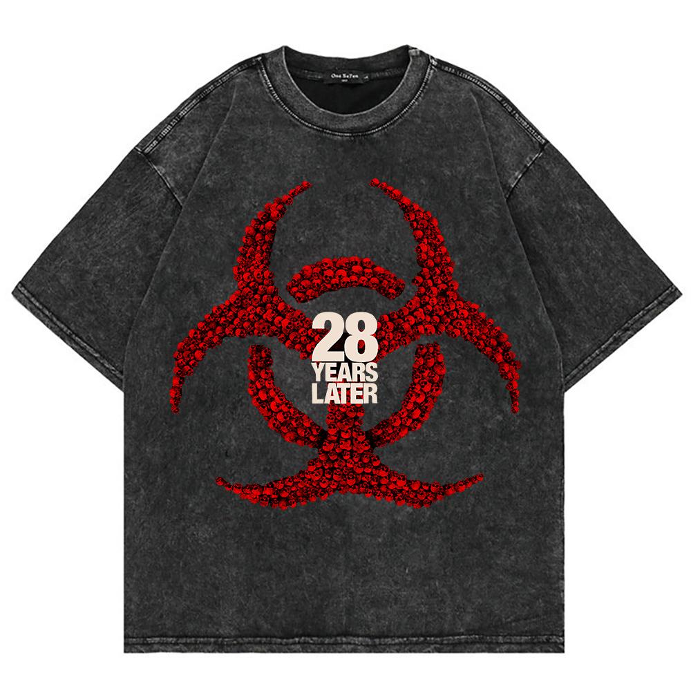 T-shirt 100% Cotone Abbigliamento Film 28 Anni Dopo Moda Film Horror Maglietta Uomo/donna Vintage Oversize Lavaggio Minerale Top