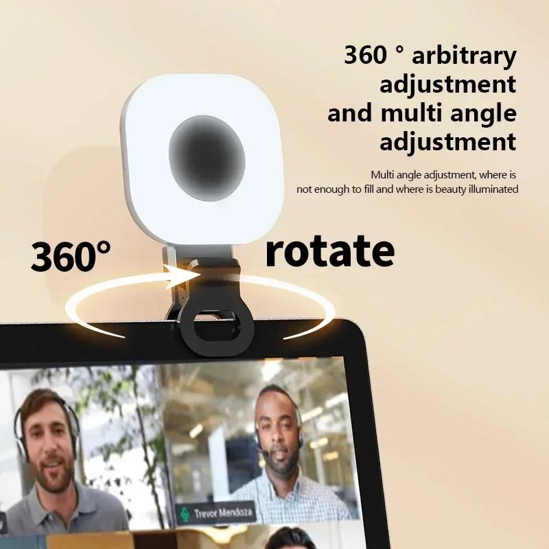 Rechargeable Clip-On Ring Light - 3-Level LED for Smartphone Tablet Photography Live Streams