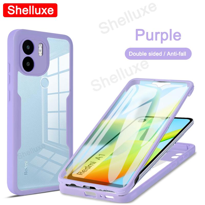 360 Celotělový Průhledný Kryt Shelluxe Přední+Zadní Pro Redmi A1 A1+ Pro Xiaomi Redmi A2 Plus A2+ Silikonový Oboustranný Kryt na Telefon