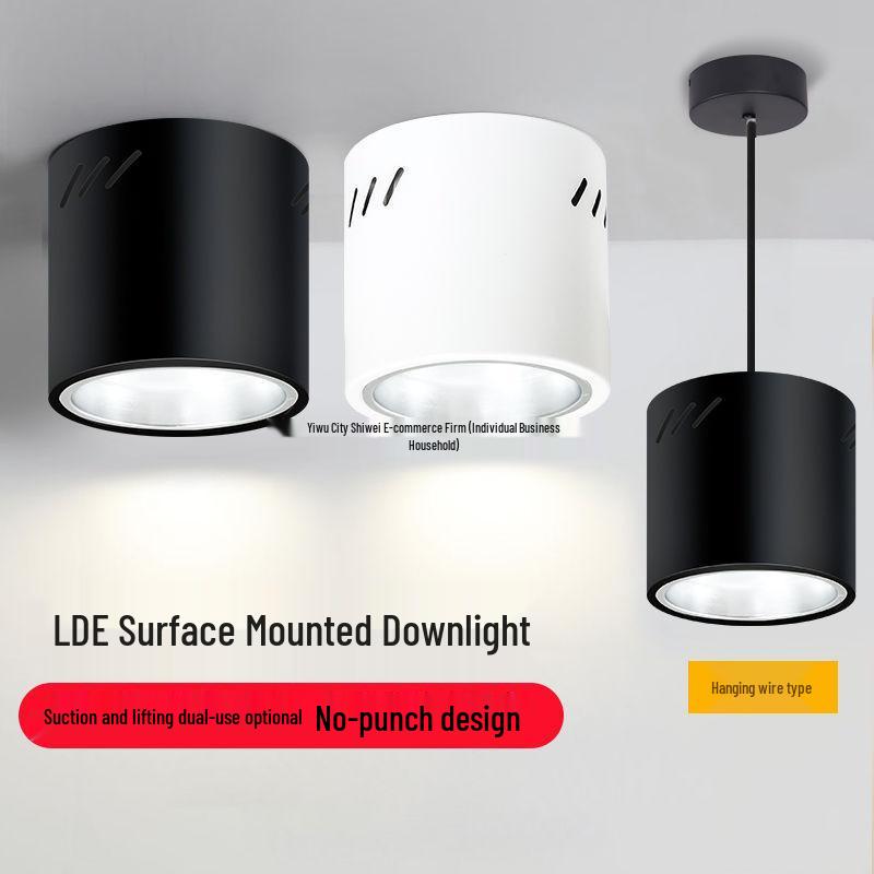 

Round Surface Mounted LED Pendant Downlight for Ceilings - Ideal for Living Rooms, Entrances, Corridors, Aisles, and Offices 3.5-inch 7W Black Shell Upgraded