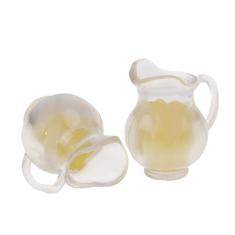 2Pcs Dollhouse Simulation Lemon Orange Juice Beverage Kettle Model Orange Juice Drinks Doll Accessories Decorative Props