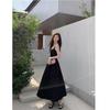 Solid color dress women's new Korean gentle suspender holiday style sweet skirt waist thin temperament long dress