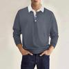 Autumn Long Sleeve Lapel Button Down Men's Casual Top Polo Shirt