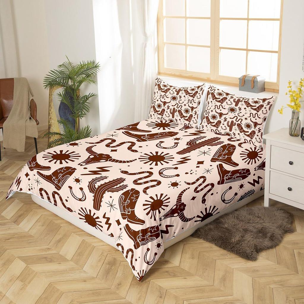 Western Cactus Three-Piece Quilt Cover 3D Digital Printing Bedding Set Bed Cover