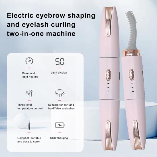 Electric Heated Eyelash Curler Eyebrow Trimmer 3 Temperature Modes USB Rechargeable Quick Heating Portable Travel Eye Lashes Clip Curling Tools
