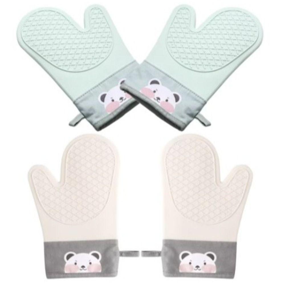 2Pcs Heat Resistant Oven Mitts Thickened Kitchen Hand Clamps Silicone Insulation Gloves Kitchen
