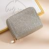 Portable Mini Size PU Wallet Starry Shiny Double Zipper Organ Card Bag Solid Color Multi-card Slot Coin Purse for Women