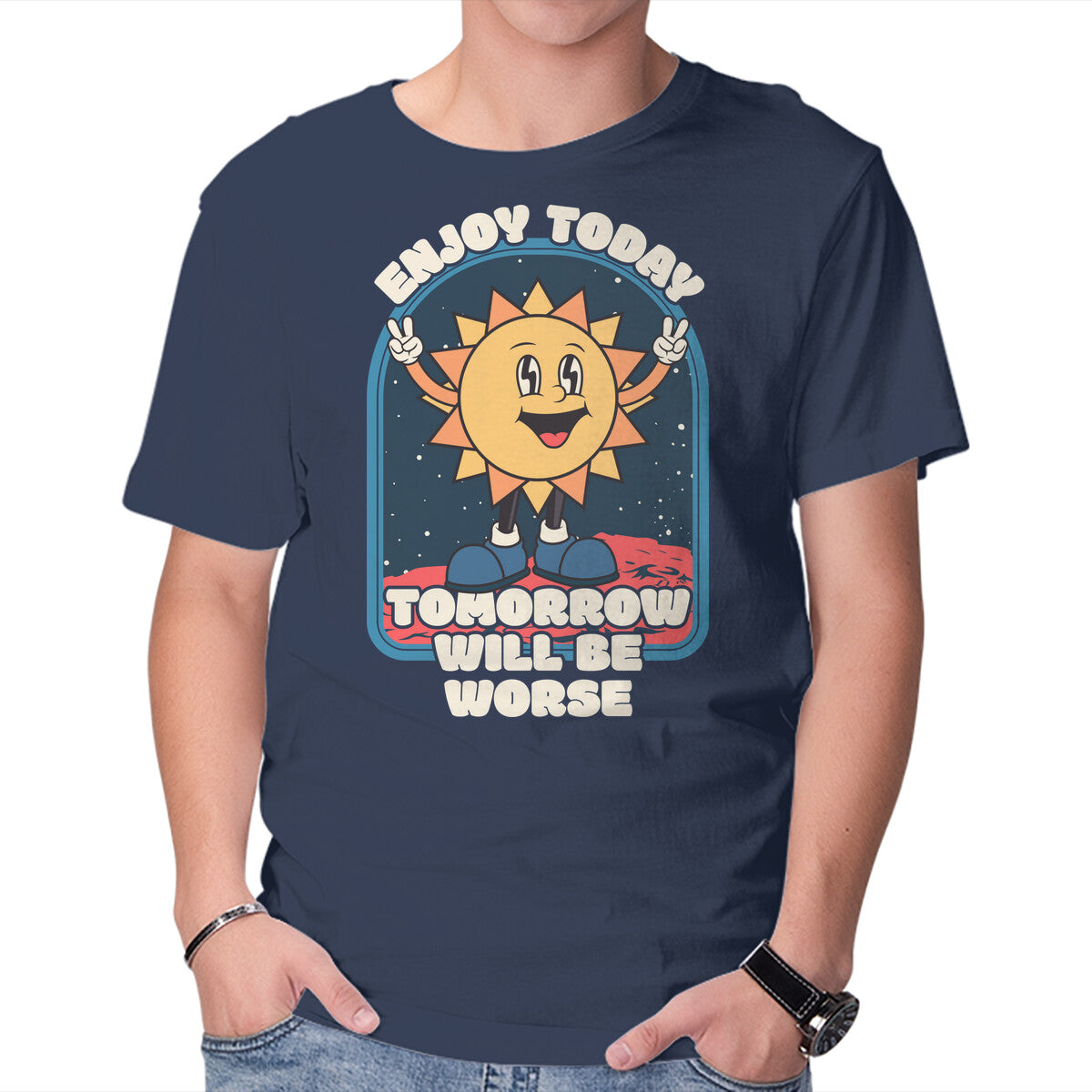 Unisex Crew Neck T-Shirt Enjoy Today Graphic Short Sleeve Casual Tee XXXL
