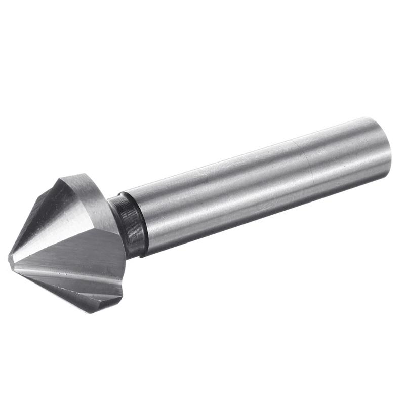 6Pcs 6.3-20.5mm Chamfering End Mill Cutter 3 Flute Round Shank 90 Degree HSS Countersink Deburring Tapered Drill Bit