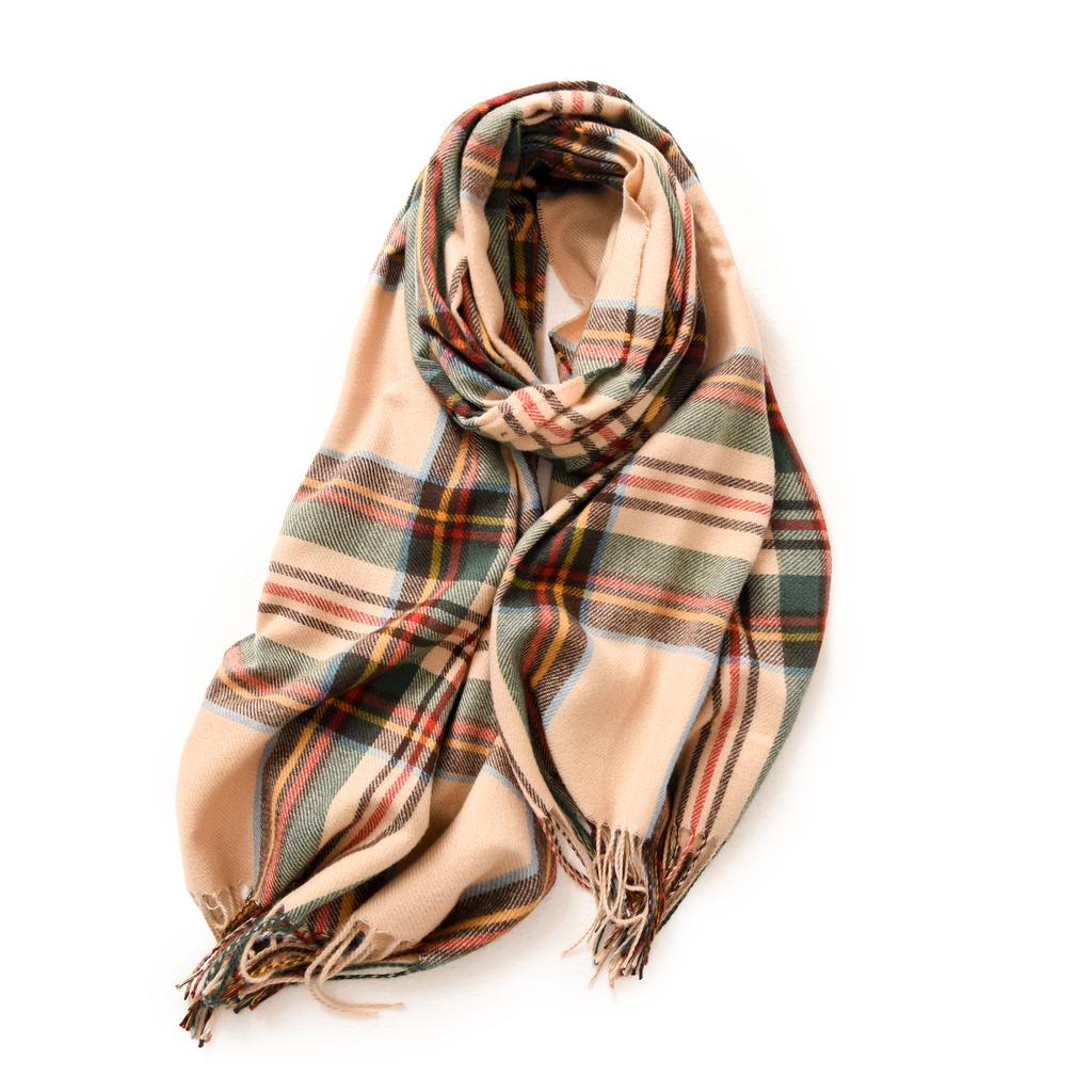 Scarf Stall Winter Scarf Temperament Plaid Warm Fringed Scarf Women'S Medium And Long