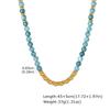 Elegant Color Matching Contrasting Pattern Stainless Steel Chain Crystal Beaded Necklace Bracelet Jewelry Set Female Nc-2546