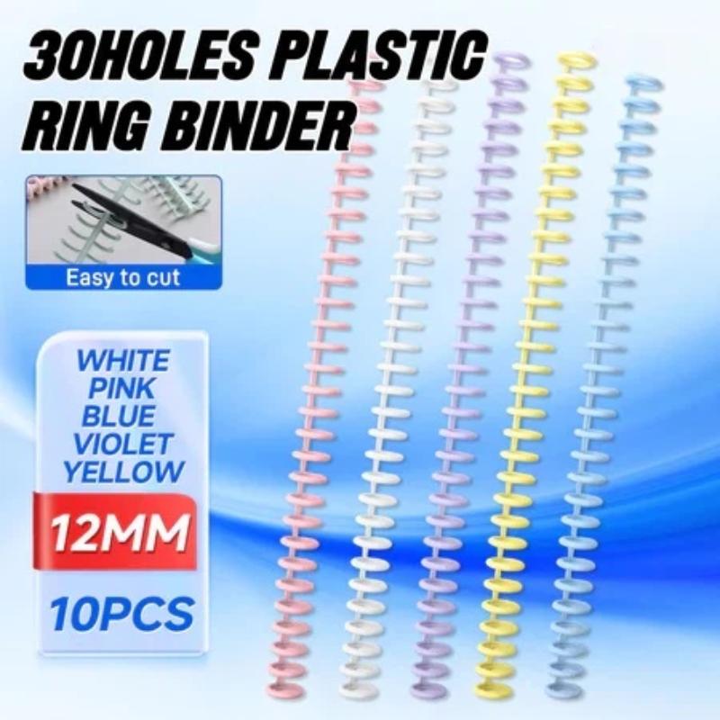 10Pcs Loose Leaf Plastic Binder Combs 30 Holes Binding Rings For A4 Paper Loose-Leaf Binder Opening Plastic Ring