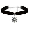 Retro Bohemian Sliver Color Sun Pendant Necklace Black Velvet Choker for Women Gothic Punk Halloween Party Jewelry Accessories