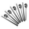 5Set Black Gold Portable Travel Cutlery Set Chopsticks Spoon 304 Stainless Steel Korean Dinnerware Set Luxury Tableware Set