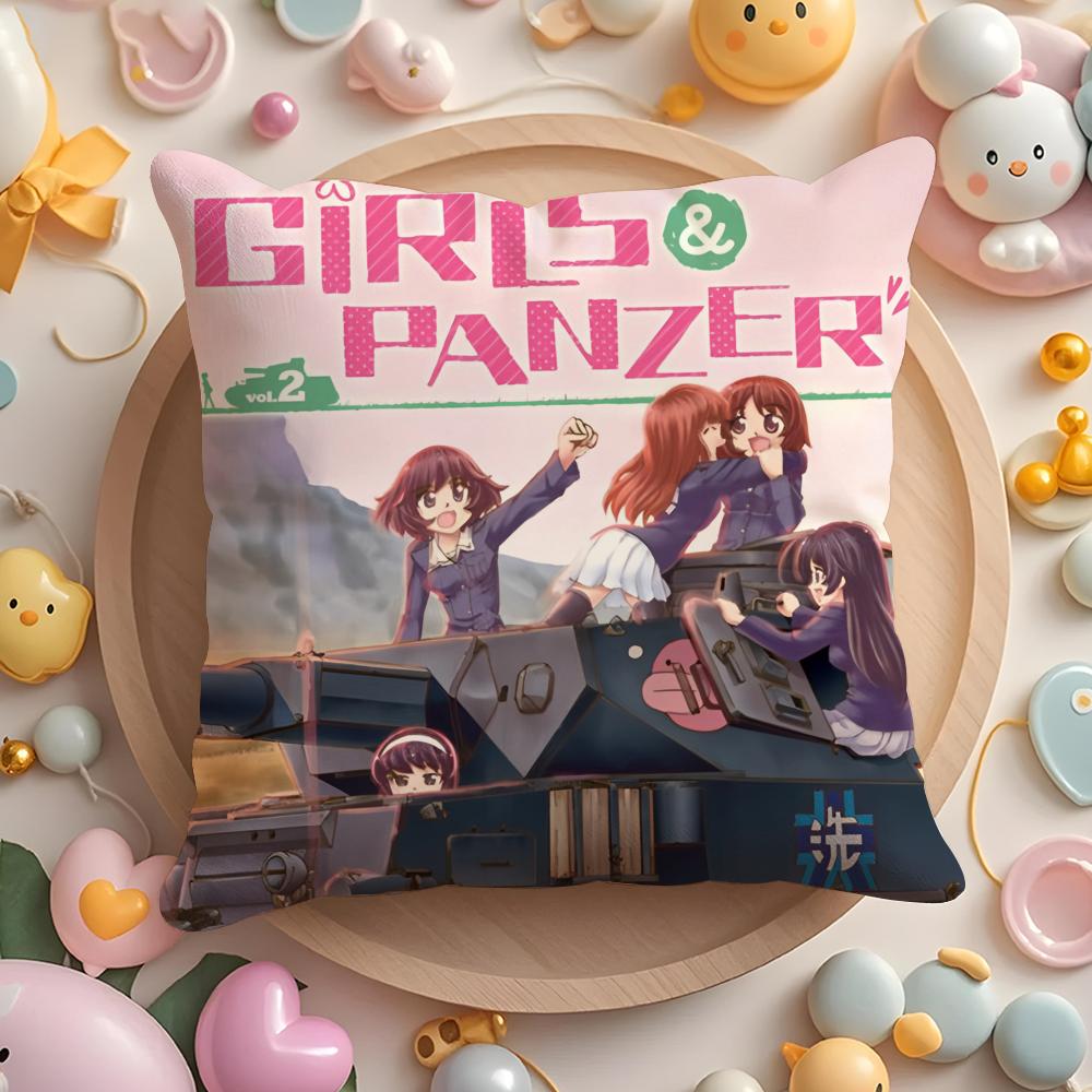 Girls Und P-Panzer More Love Cushion Cover Plush Fabric Soft Double-Sided Printed Sofa Warm Winter Home Gift Pillow Cover