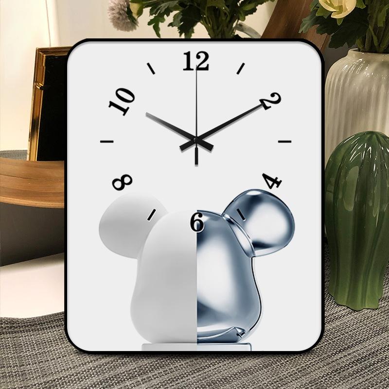 Modern Household Clock Desktop Decoration Ornaments Crystal Porcelain Bedroom Bedside Table Clock Creative Clock Desktop Desktop