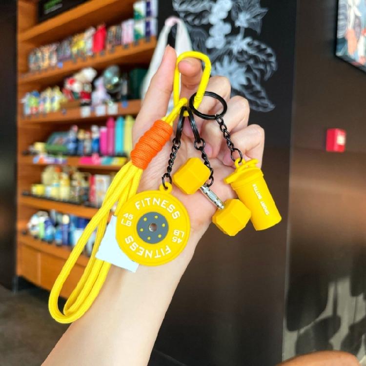 Simulated Workout Gear Keyring Detachable Barbell Charm Soft Silicone Design For Keys And Backpacks