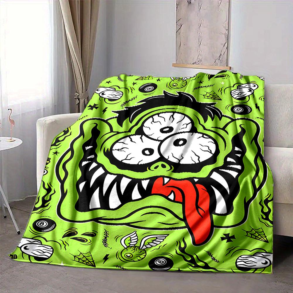 1Pc Alien Monster Flannel Blanket, Soft And Comfortable, Casual Warm, Camping Travel, Christmas, Halloween Xmas Gift L1217