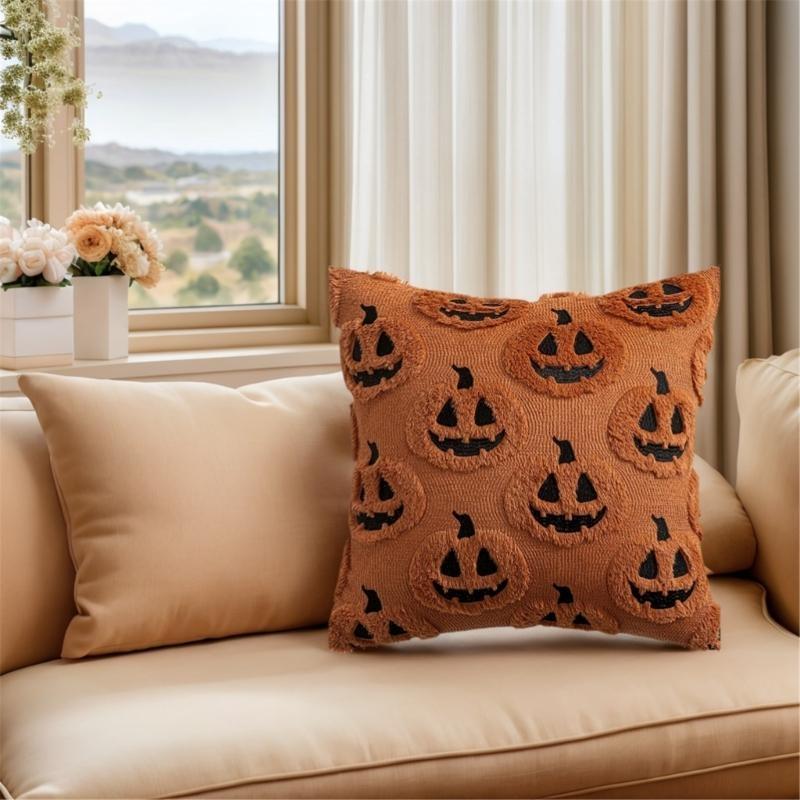 2Pcd Halloweens Decorative Pillow Cover Soft Pumpkins Designs for Living Room J0MC