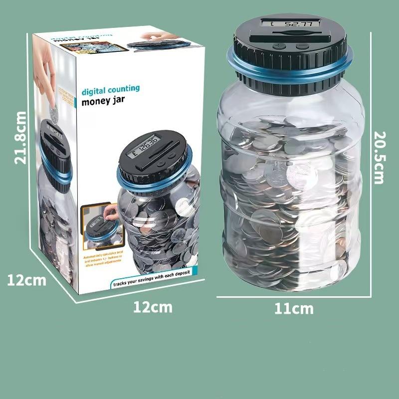 1 Stück Elektronisches Sparschwein Digitale LCD Zählende Münzspardose Eimer Glas Münzaufbewahrungsbox Für USD EURO Geld Geschenke Kind Aufbewahrung