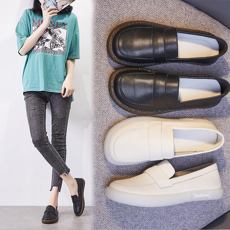 Fashion GKTINOO Shoes Women Spring 2025 New White Thick-Soled Ladies Sneakers Genuine Leather Casual Trend Girl Shoes Students Loafers